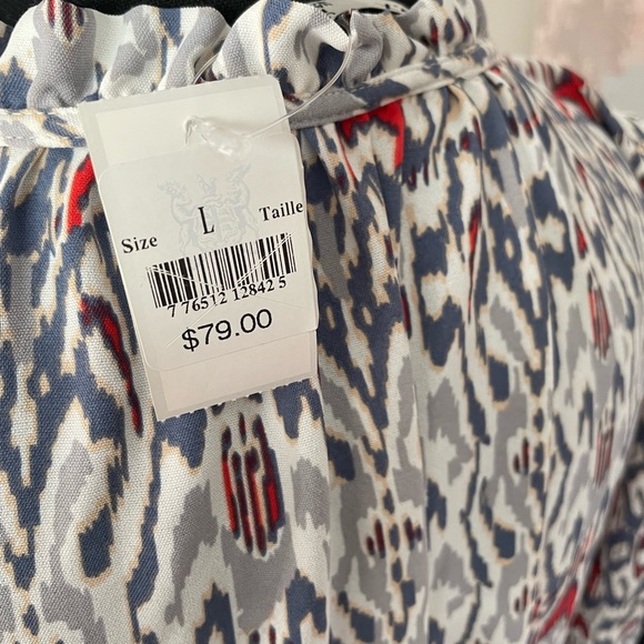 Dex Smocked Tiered Long Sleeve Mini Dress Red, Blue,‎ White Size L NWT - Picture 8 of 13